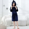 thumbnail image 2 of Atogsazn Toddler Girl Fuzzy Robe Fleece Furry Long Sleeve Bathrobe with Waistband Warm Winter Clothes 02-Navy 4-5 Years Fashion, 2 of 9
