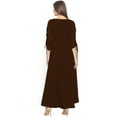 thumbnail image 3 of eloria Women's Georgette A Line Boat Neck Short Sleevless PartyWear Maxi Dress, Color : Dark Brown | Size : XS, 3 of 5