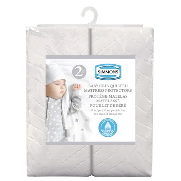 Simmons Waterproof Mattress Protector | Kids Mattress Protectors | Baby Crib Quilted Mattress Protectors | 2 Pack