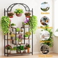 thumbnail image 2 of 5-Tier Plant Stand Metal Flower Shelf Bonsai Pot Display Rack with Hanging Hooks, 2 of 6