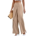 thumbnail image 3 of Women Asymmetrical Dressy Pant High Waisted Plain Loose Fit Wide Leg Pants Business Casual Work Trousers Suit Trousers Solid Color Loose Womens Pants 2026 Khaki XL, 3 of 5