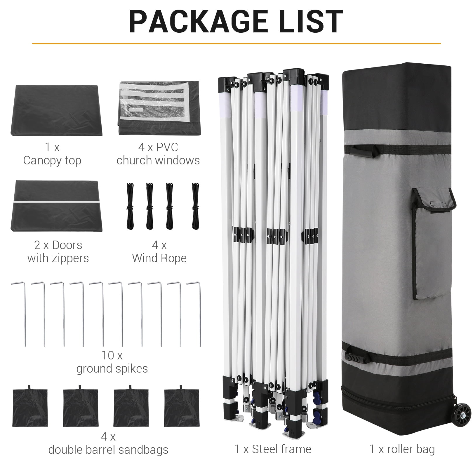 SANOPY 10' x 20' Pop up Canopy Party Tent with 6 Removable Sidewalls, Wave Eave Outdoor Waterproof Patio Gazebo Tent with Carry Bag, Backyards Camping Picnics, Black