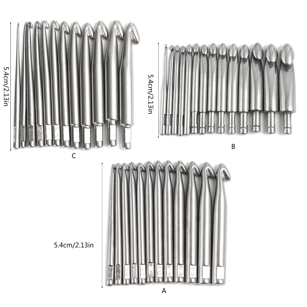 Large Size Stainless Steel Crochet Hook Set Ergonomic Handle Knitting Needle Craft Weave Sewing Yarn Needle Crochet Hook