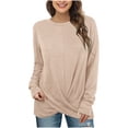 thumbnail image 1 of MeetoTime T-Shirts Décontractés à Manches Longues pour Femmes Automne Tunique Ample Col Rond Froncé, 1 of 7
