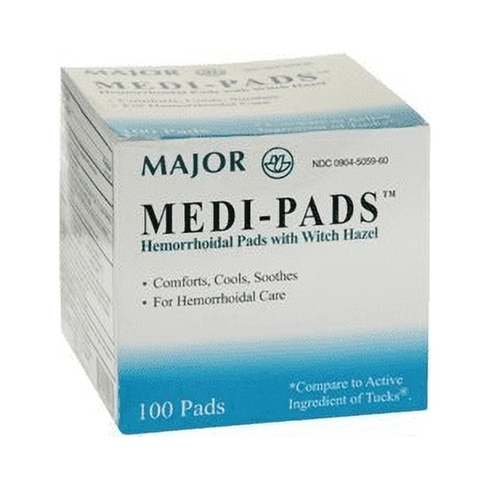 Major Medi-Pads Hemorrhoidal Pads With Witch Hazel, 100 Ct. JarPack of 5