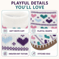 thumbnail image 6 of Girls Sweater Knit Slipper Socks, Soft Stitched Sole with Faux Fur Lining, WHITE, M/L, 6 of 8