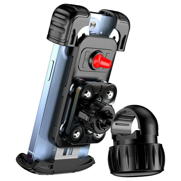 Soporte para teléfono para bicicleta: soporte para motocicleta con rotación ajustable de 360°, clip universal para manillar de scooter para teléfonos inteligentes de 5,1" a 6,8"