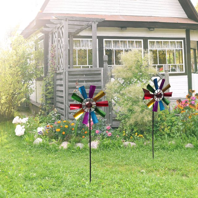 AURARMLET Ornamental De Hierro Multicolor Para Jardín Con Rotación Automática