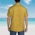 thumbnail image 4 of Honeii Gold Shiny Print Men’s Hawaiian Shirt,Classic Button-Down Short Sleeve Shirt, for Beach, Vacation, and Outdoor Activities,X-Large, 4 of 7