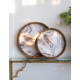 thumbnail image 2 of A&B Home Decorative Serving Tray-Set of 2 Round Wood Tray with Marble Print,Decorative Trays for Coffee Table,Ottoman Tray for Living Room Kitchen, 2 of 3