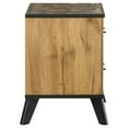 thumbnail image 3 of Wemy Nightstand with 2 Drawers- Metal Legs- Weathered Brown Pine Wood, 3 of 6