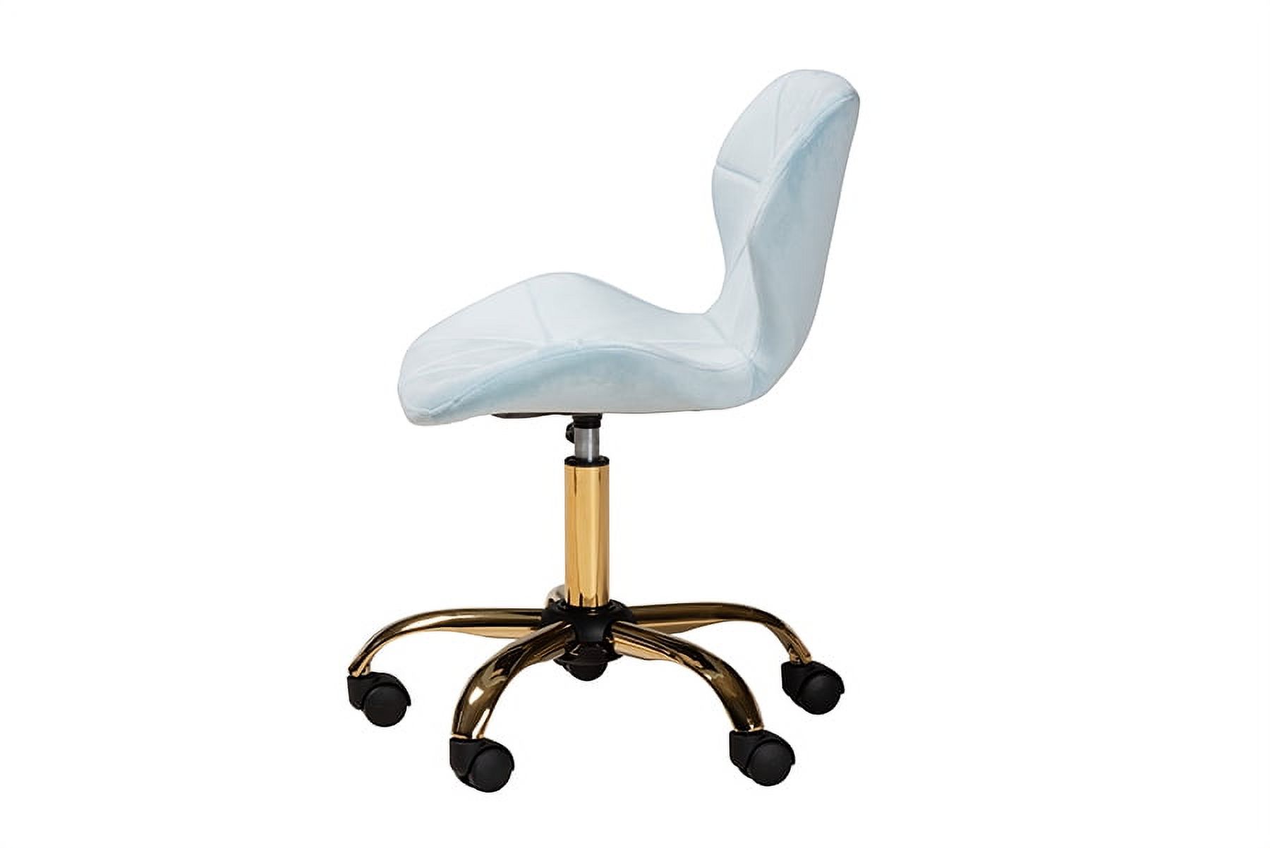 Baxton Studio Savara Contemporary Glam and Luxe Aqua Velvet Fabric and Gold Metal Swivel Office Chair