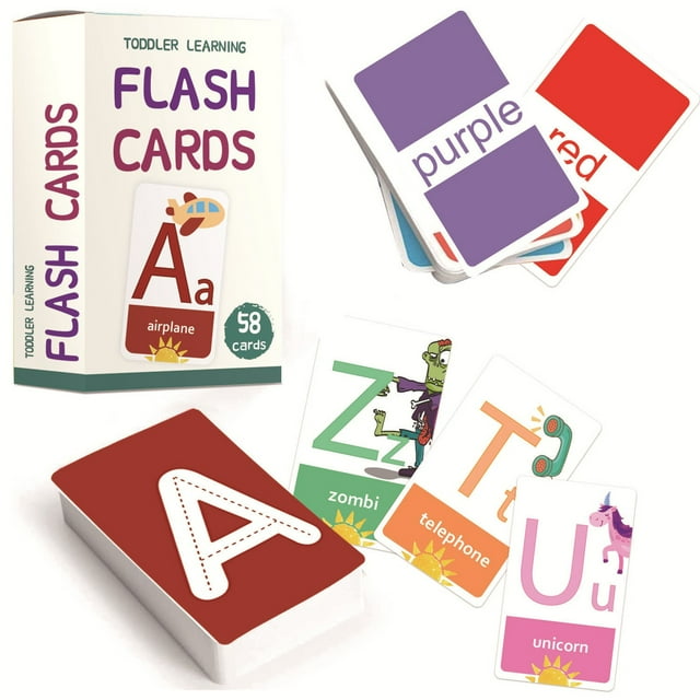 58 PCS Alphabet Flash Cards For Toddlers 2 4 Years Learn Colors Number Shapes ABC Letters Toddler Kids Learning Educational Toys Preschool Toddler Flashcards