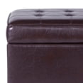 thumbnail image 2 of Benzara Square Shape Leatherette Upholstered Wooden Ottoman with Tufted Lift Off Lid Storage, Red-Color:Brown, 2 of 2