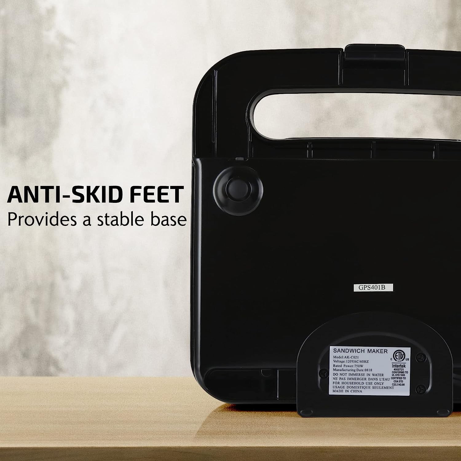 OVENTE Electric Sandwich Maker with Non-Stick Plates, Indicator Lights, Cool Touch Handle, Easy to Clean and Store, Perfect for Cooking Breakfast, Grilled Cheese, Tuna Melts and Snacks, Black GPS401B