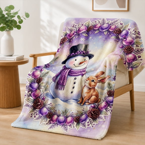 Rdsfhsp Snowman Winter Flannel Fleece Throw Blanket, Christmas Holiday Soft Blanket for Sofa Bed Home Decor 80"x60"