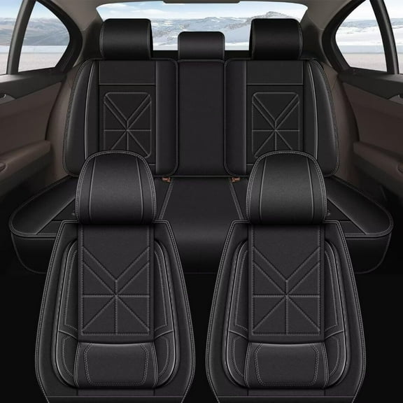 DIKSOAKR Seat Covers Fit for Ford Escape 2001-2024 Car Seat Covers Full Set 5 Seats Faux Leather Car Seat Cushion Protector Black