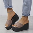 thumbnail image 6 of Slippers for Women,Platform Slippers Casual Comfortable Soft Fabric Slide Sandals With Thick Sole For Beach Walking Indoor Outdoor,Womens Slippers,Brown,8.5, 6 of 7