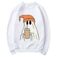 thumbnail image 4 of CLOISE Halloween Sweatshirts Women Fashion Ghost Graphic Oversized Sweatshirts Fall Long Sleeve Crew Neck Hoodies Shirts Loose Tops Festival Party Outfits White S Boo, 4 of 5