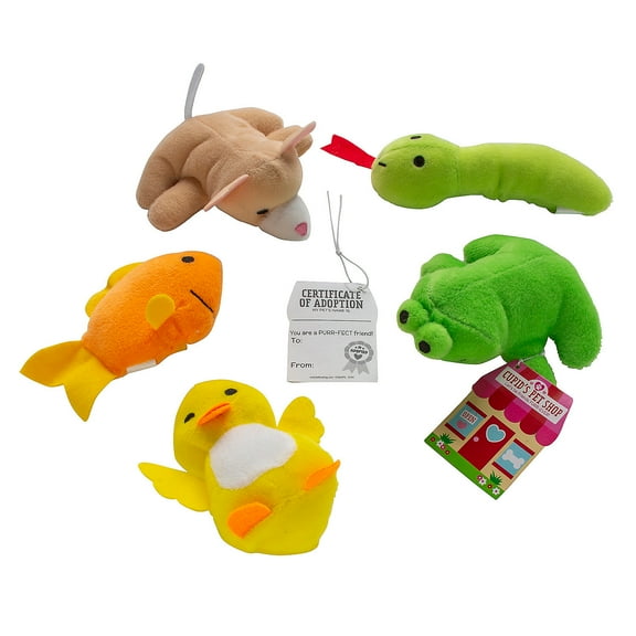 Fun Express Bulk Mini Pet Shop Stuffed Animal Valentine Exchanges with Adoption Card for 48