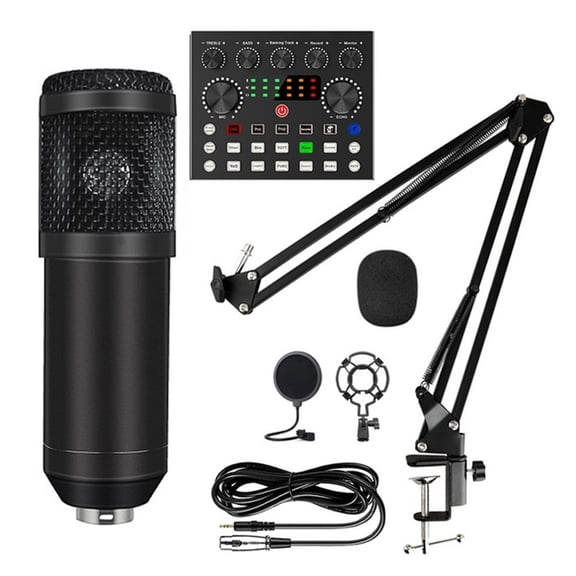 Microphone Kits With Live Sound Card(Optional),Suspension Scissor Arm,Shock Mount And Pop Filter For Studio Recording