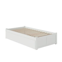 Concord Twin Extra Long Bed with Footboard and Twin Extra Long Trundle in White