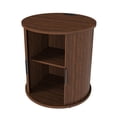 thumbnail image 6 of GZXS Cylinder Nightstands Set of 2, Farmhouse 2-Tier Storage Bedside Table with Sliding Door and Charging Station, Mid-Century Modern Round End Table in Walnut Finish, 23.62"Dia x 23.62"H, 6 of 10