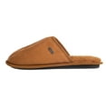 thumbnail image 4 of SWISSBRAND Microsuede Fuzzy House Slippers for Men Indoor Outdoor, Warm Footwear Cozy Mens Slippers, Cognac, 10-11, 4 of 8