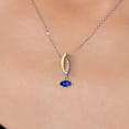 thumbnail image 3 of 925 Silver and 10K Yellow Gold Blue Created Sapphire and White Lab Grown Diamond Pendant Necklace for Women | 0.28 Cttw | Gemstone September Birthstone | Marquise 6X3MM | With 18 inch Chain, 3 of 6
