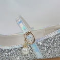 thumbnail image 4 of Otqutp Girls Sequins Sandals with Strap Pearl Closed Toe Ankle Low Heel Princess Wedding Dance Shoes Fancy Non Slip Sandals, 4 of 6