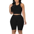 thumbnail image 2 of Simua Ribbed Two Piece Outfit Set for Women Solid Color Yoga Workout Tank Tops and Shorts Clothing, 2 of 5