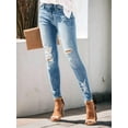 thumbnail image 5 of Women'S Skinny Ripped Trendy Jeans Distressed Stretchy Denim Pants Light Blue S, 5 of 8