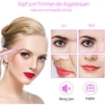 thumbnail image 4 of Recortador de cejas eléctrico para rostro y cuerpo, afeitadora, recortador de labios, bigote y mentón con peine, funciona a pilas, oro rosa., 4 of 5