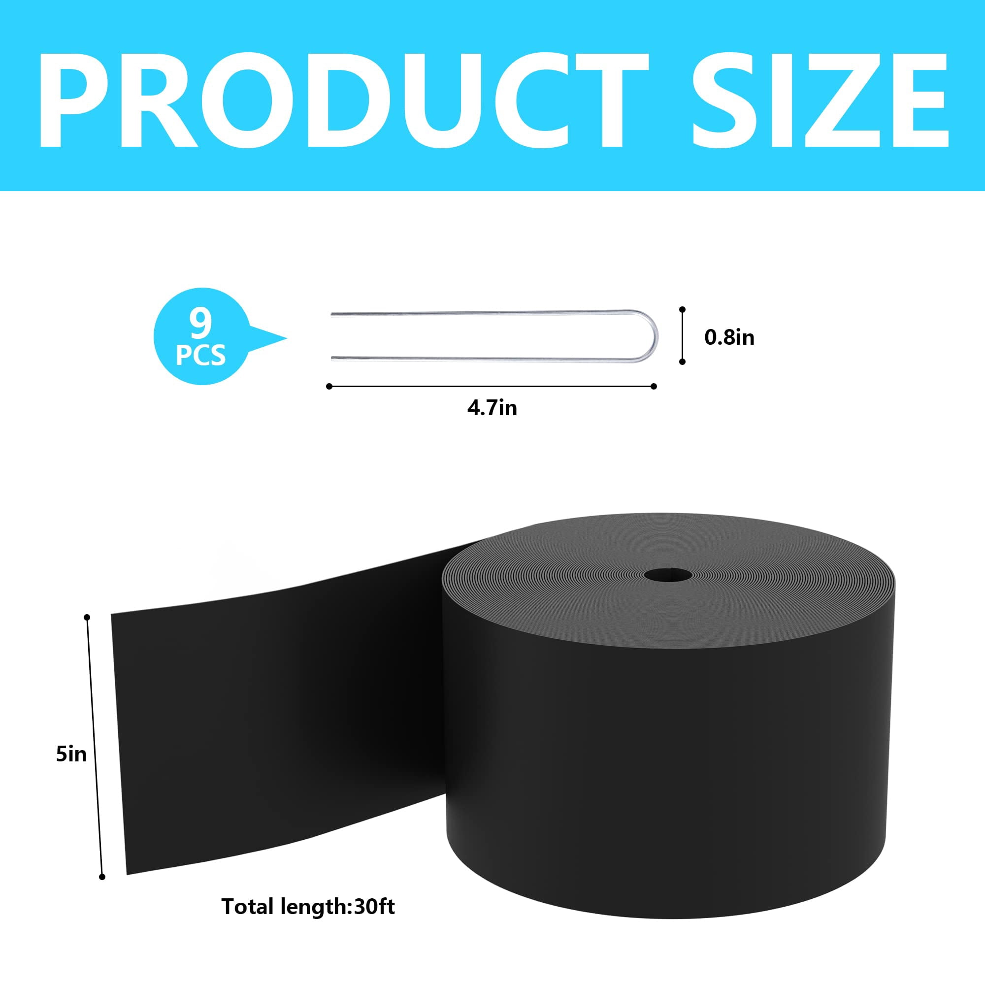 Ebaokuup 30 ft Landscape Edging Coil, 5 inch Depth Flexible Weed Barrier for Garden