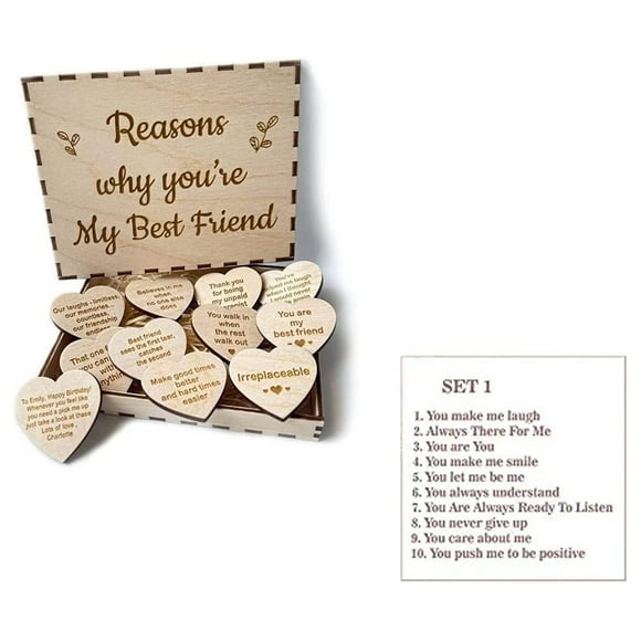 Unique Friendship Gift Personalized Wood Gift Box with Engraved Wooden Hearts Friendship Wooden Box Best Friend Gift