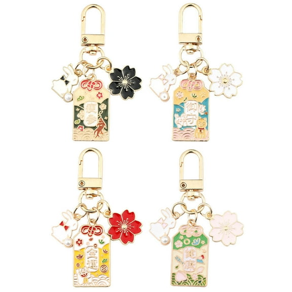GOOHOCHY japanese keychain charm 4pcs Alloy Japanese Style Hanging Decoration For Everyday Use