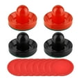 thumbnail image 1 of 4 empujadores de Air Hockey y 8 discos estándar Zulema con fondo de fieltro verde tamaño grande 96 mm Negro y rojo, 1 of 8