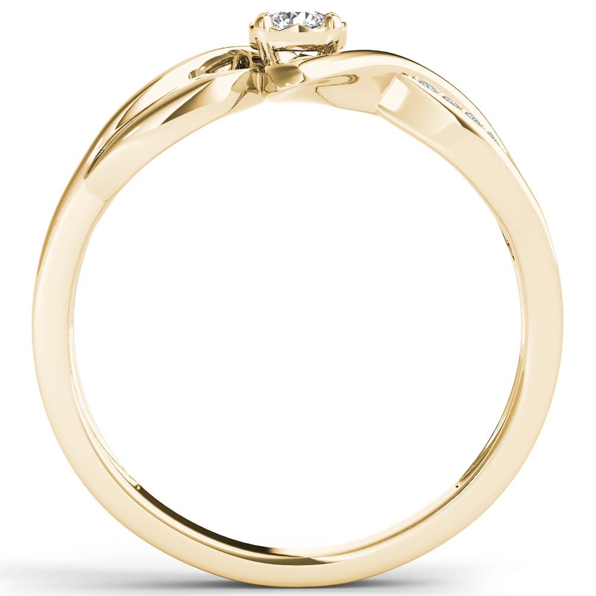 1/6Ct TDW Diamond 10K Yellow Gold Bypass Engagement Ring