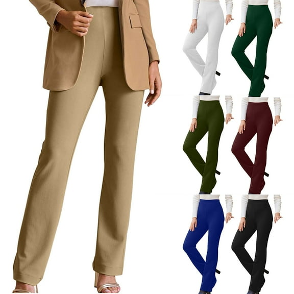 Women's Straight Leg Dress Pants in Solid Color Elegant Comfortable Trousers for Professional and Daily Wear
