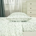 thumbnail image 4 of Chezmoi Collection Arbor 4-Piece Floral Bed Sheet Set, Soft Green White Printed Microfiber 14-Inches Deep Pocket Sheets & Pillowcases Set, California King, 4 of 9