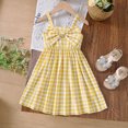 thumbnail image 2 of REDARER Toddler Girls' Summer Strappy Plaid Dress with Bow Front Casual Comfortable Breathable Lightweight Outdoor Play Daily Wear Kids Dress,6-7 Years, 2 of 7