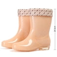 thumbnail image 4 of hopeusnice Women Tall Rain Boots With Floral Print Cuff Waterproof PVC Upper Non Sole For Wet Weather And Gardening Orange 36, 4 of 8