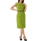 thumbnail image 1 of Vestido elegante de mujer Inspire Chic con mangas cortas, ceñido a la cintura, ideal para el trabajo, color verde claro, talla L, 1 of 6
