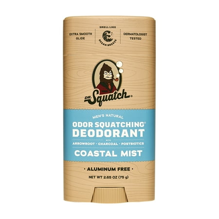 Dr. Squatch Mens Aluminum Free Deodorant  Natural Deodorant for Men  Coastal Mist  2.65 Oz