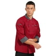 thumbnail image 5 of iEFiEL Mens Chef Coat Long Sleeve Kitchen Cooking Uniform Jacket with Chest Arm Pockets Red XXL, 5 of 7