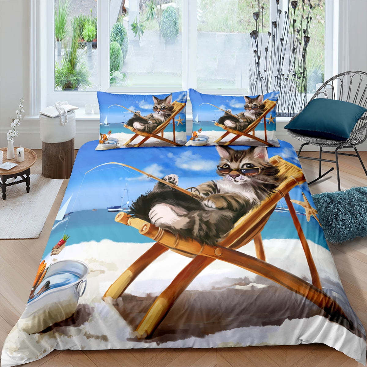 3pcs animal cat 3D printing quilt cover, European and American 3D