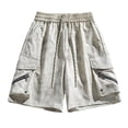 thumbnail image 2 of Zylanna Men's Swim Trunks, Elastic Waist with Pockets Solid Color Quick Dry Beach Board Shorts Khaki, 2 of 9