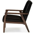 thumbnail image 4 of Allora Fauteuil d'Appoint en Similicuir Brun Foncé et Noyer, 4 of 6