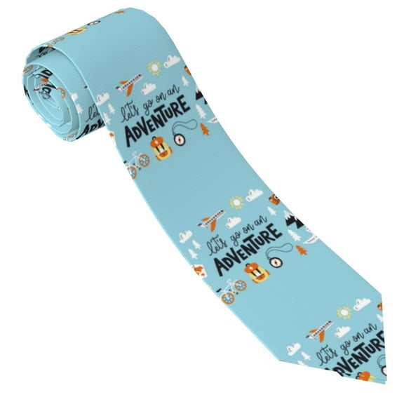 Salouo Let's Go on an Adventure Pattern Men's Silk Ties 4.7"Necktie for Men Formal Ties Business Necktie Men's Wedding Fashion Accessory