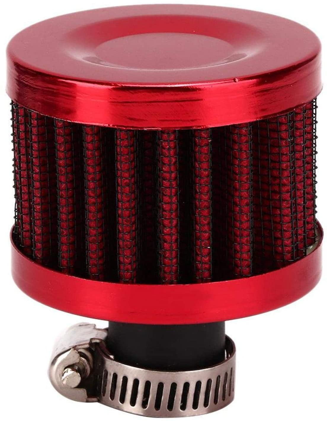 red 13mm/0.5in Mini Oil Air Intake Filter Crankcase Vent Valve Crankcase Breather Universal Car Accessory 